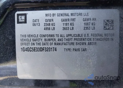 2013 Buick Lacrosse Leather Group z USA, uszkodzony, nr VIN 1G4GC5E33DF320174